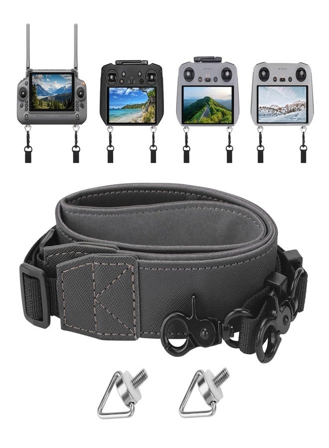 CQT Lanyard for DJI RC & RC 2 & RC Pro & RC Plus Controller RC Neck Strap, Soft Leather Lanyard Compatible with DJI Mini 4 3 Pro/Mavic 3 4 pro/Air 3 2S 2 Remote Accessories (Lanyard With Screws) - Image 1